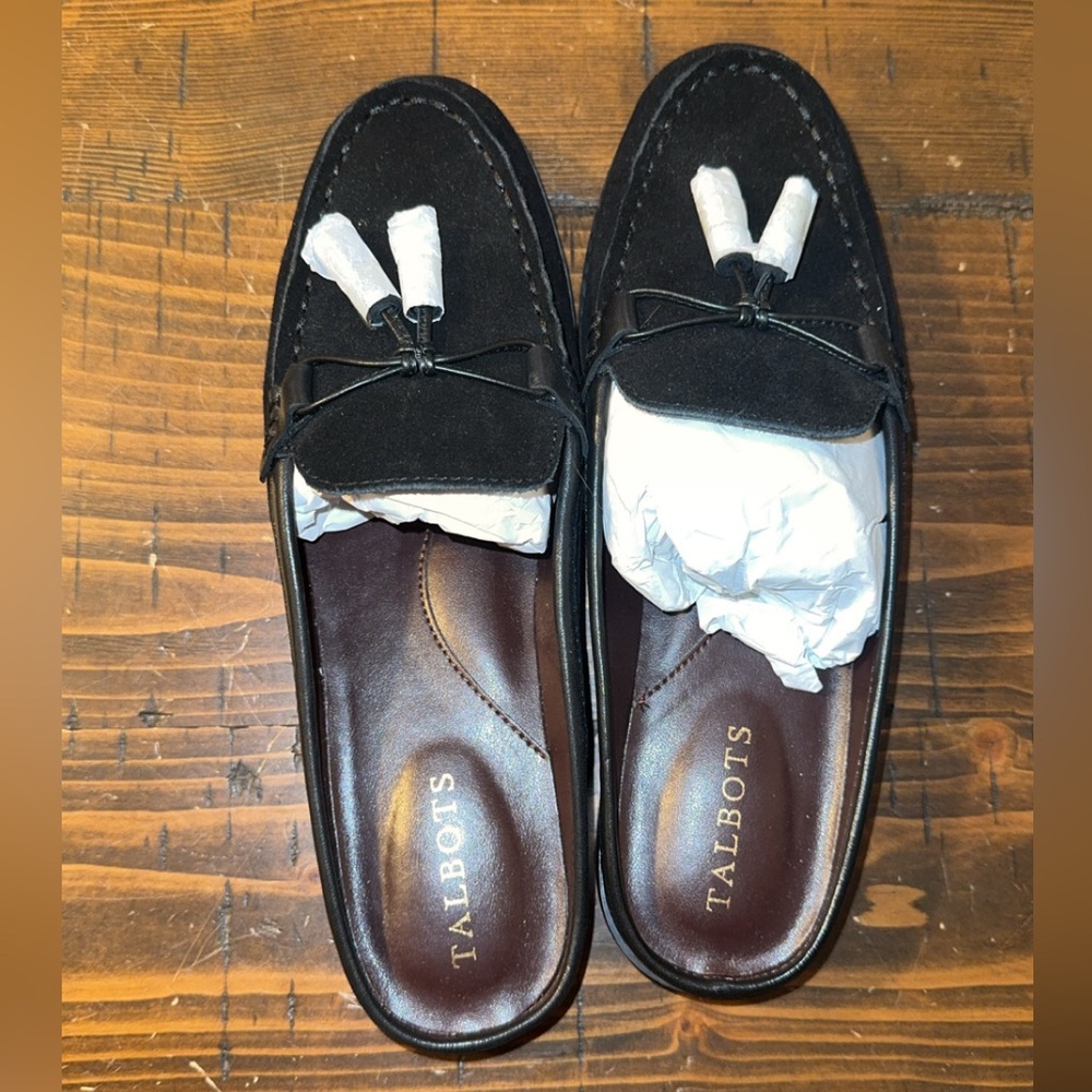 Talbots Laura Mule Loafters - black suede with tassels - Picture 4 of 5